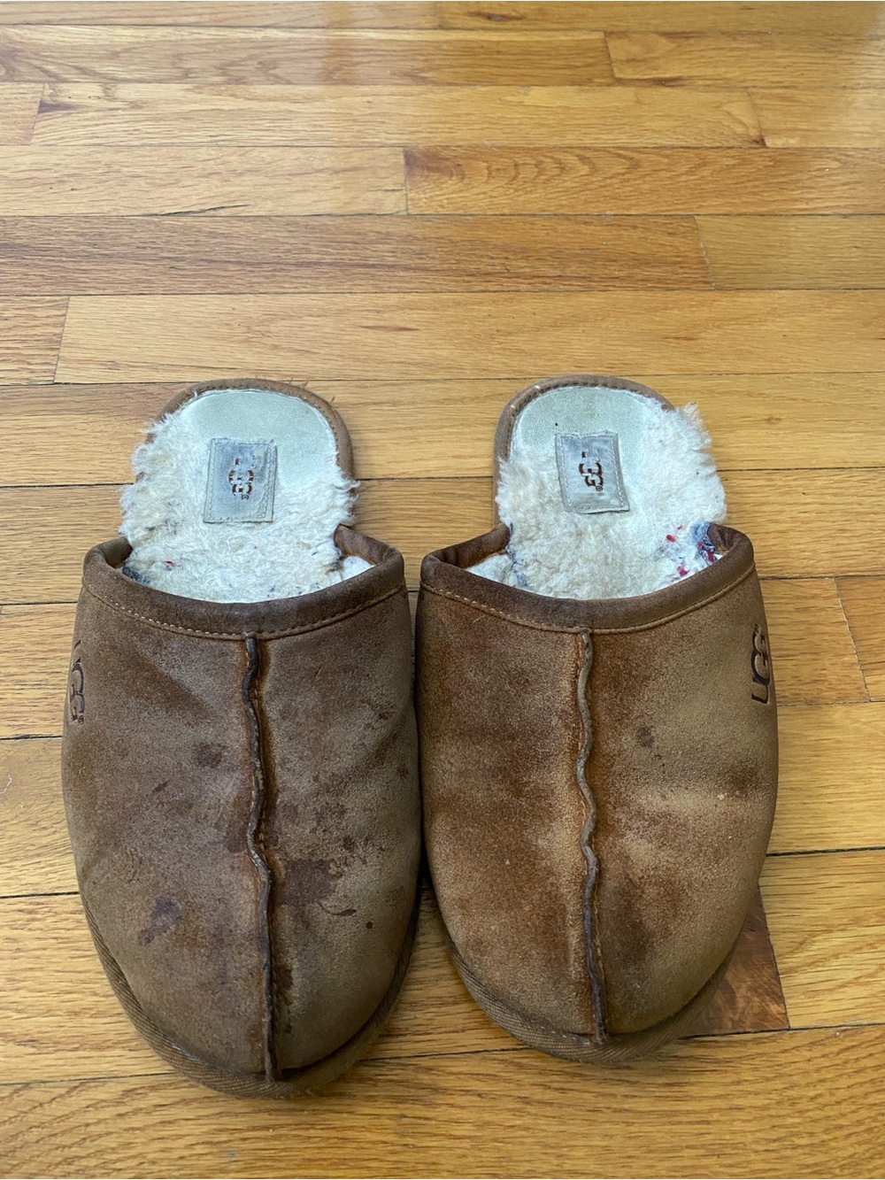 UGG Brown Suede Shearling Mule Slippers